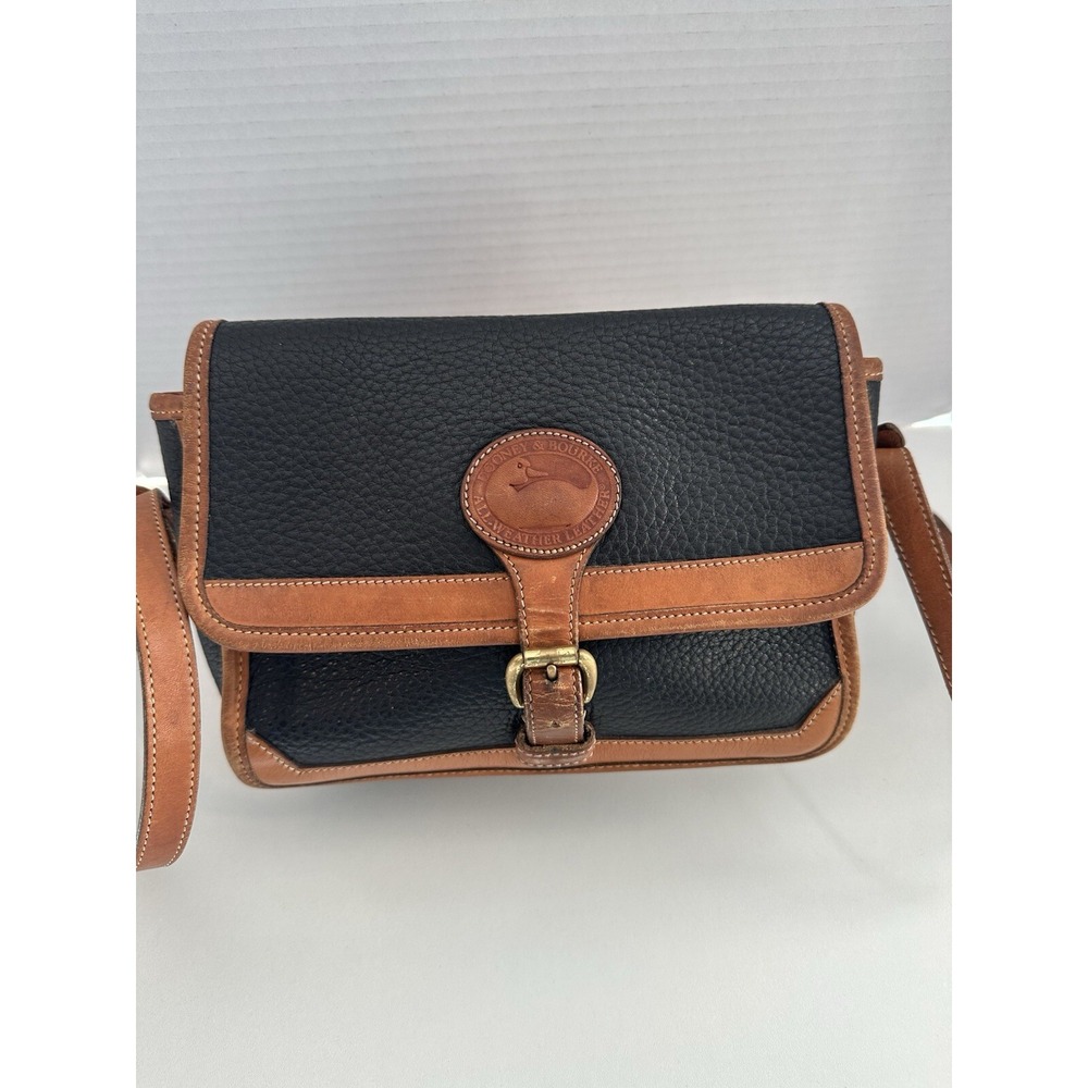 Vintage Black and Brown Dooney And Bourke All Weather Leather Crossbody Bag